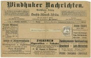 Archivalie, Zeitungsversandumschlag, Windhuker Nachrichten, "Münchener Neueste Nachrichten", Versand nach München, gelaufen, Deutsche Kolonie Deutsch-Südwestafrika