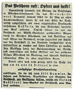 Archivalie, Zeitungsausschnitt, "Das Posthorn ruft: Opfert und helft", Postkarte, Winterhilfswerk, Deutsche Reichspost