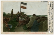 Ansichtspostkarte; Feldpostkarte, "Ansiedler verteidigen sich bei Hohewarte" in Deutsch-Südwestafrika, gelaufen