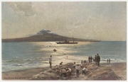 Ansichtspostkarte; Künstlerpostkarte, "Landung des zweiten deutsch-atlantischen Kabels Fayal (Azoren) 1903.", Kabelleger vor der Küste, ungelaufen